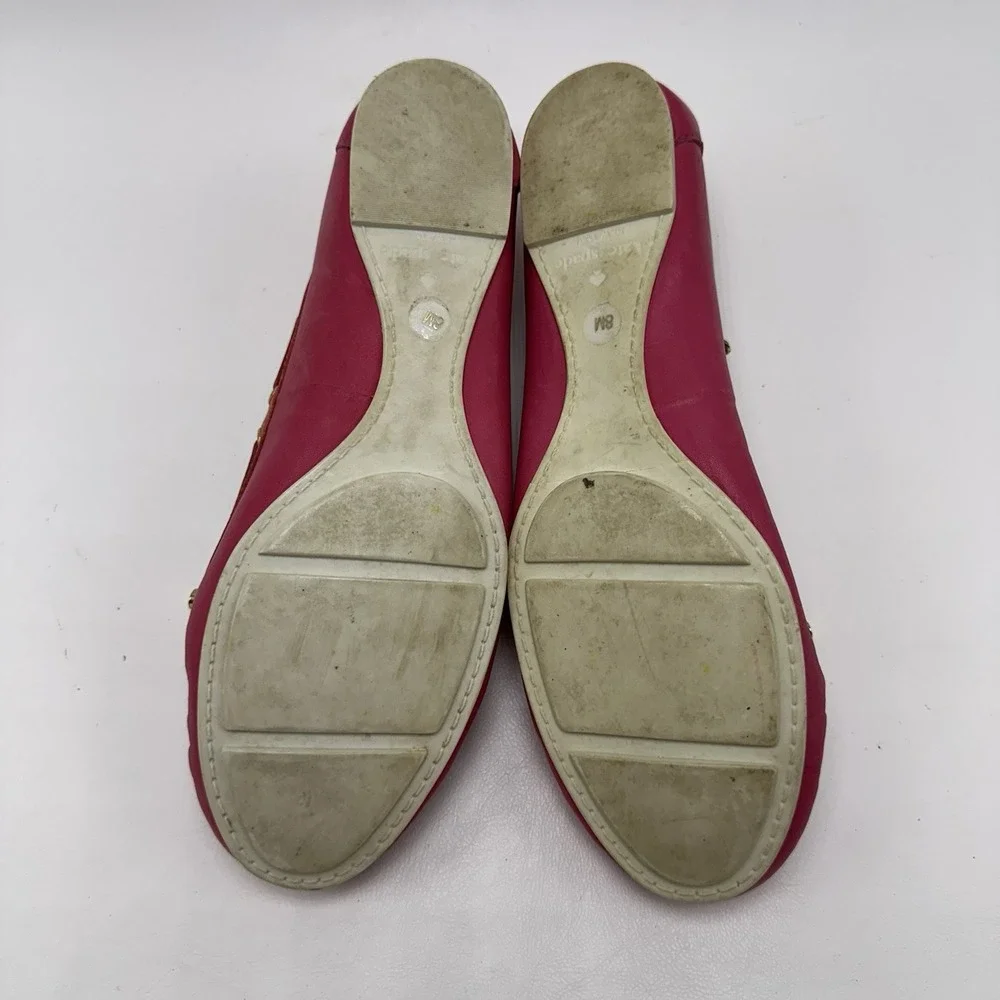 Kate Spade Boat Shoes Flats Bow Pink Red White‎ Women's Size 8M
